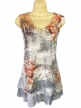 CYC Coco Y Club Mixed Print Layered Tunic Tank Top Women’s XL Like New